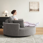 Fauteuil pivotant simple en velours côtelé et chenille avec rembourrage en mousse