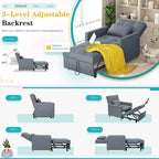 AECOJOY Fauteuil Convertible 3-en-1 avec Oreiller et Dossier Réglable