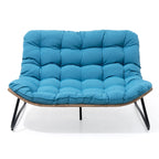 Causeuse double Papasan avec coussin, rotin PE tout temps et cadre en métal pour l'intérieur et l'extérieur