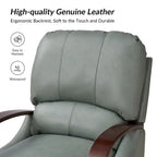 Fauteuil inclinable manuel Alex Mid-century Modern Cigar en cuir véritable avec accoudoirs incurvés en bois
