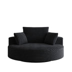 Fauteuil pivotant simple en velours côtelé et chenille avec rembourrage en mousse