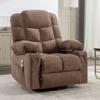 Fauteuil inclinable gris surdimensionné avec fonctions de chauffage et de massage, inclinaison à 150°, bascule à 30°, port USB pour la recharge et 2 porte-gobelets