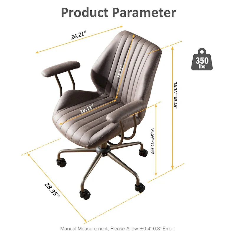 Chaise de bureau ergonomique en suède avec support lombaire
