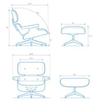 Fauteuil inclinable et ottoman Furgle en cuir véritable et bois de noyer