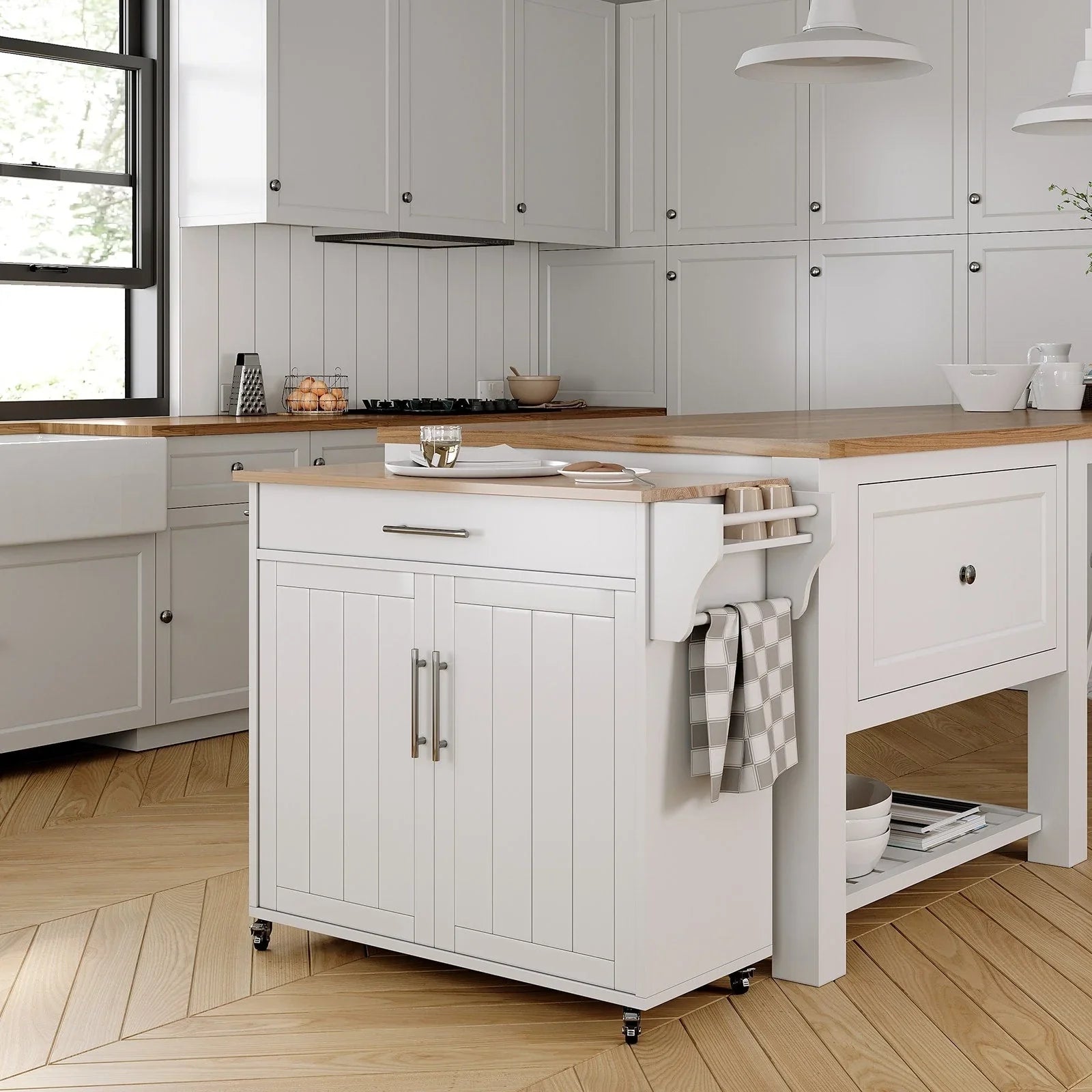 Îlot de cuisine roulant avec armoire de rangement