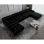 Canapé d'angle modulable noir en velours