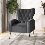 Chaise touffetée Abadiana avec accent et piètement en métal