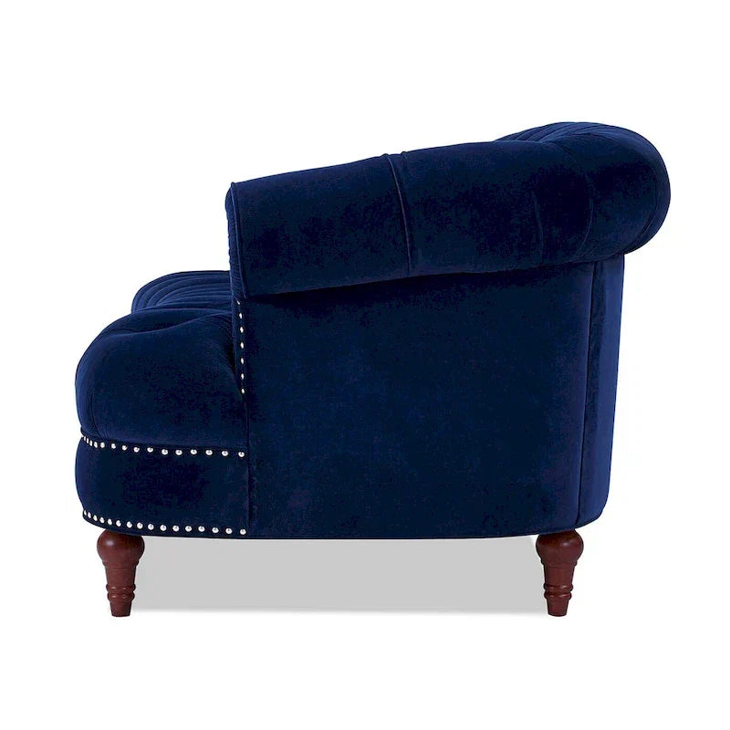 Canapé capitonné chesterfield La Rosa 84 en velours, style moderne du milieu du siècle