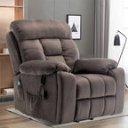 Grand fauteuil inclinable de massage électrique avec fonction de levage, chauffage et porte-gobelet dissimulé
