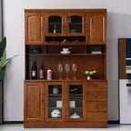 Buffet de cuisine en bois blanc avec casier à vin intégré