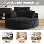 Fauteuil pivotant simple en velours côtelé et chenille avec rembourrage en mousse