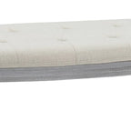 Banc rembourré capitonné beige avec pieds en bois - 55L x 20H