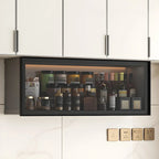Vaisselier de cuisine en verre mural flottant en métal gris