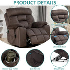 Grand fauteuil inclinable de massage électrique avec fonction de levage, chauffage et porte-gobelet dissimulé