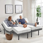 Cadre de lit réglable avec matelas en mousse à mémoire de forme au gel, massage double, ports USB, application, télécommande
