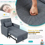 AECOJOY Fauteuil Convertible 3-en-1 avec Oreiller et Dossier Réglable