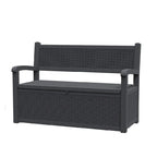 Banc de rangement en résine tout temps avec compartiment caché verrouillable - Aspect rotin, capacité de 227 kg, rangement de 265 litres