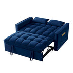 Canapé-lit convertible 4-en-1 – Causeuse en velours – Lit d'appoint avec dossier inclinable, 2 poches latérales