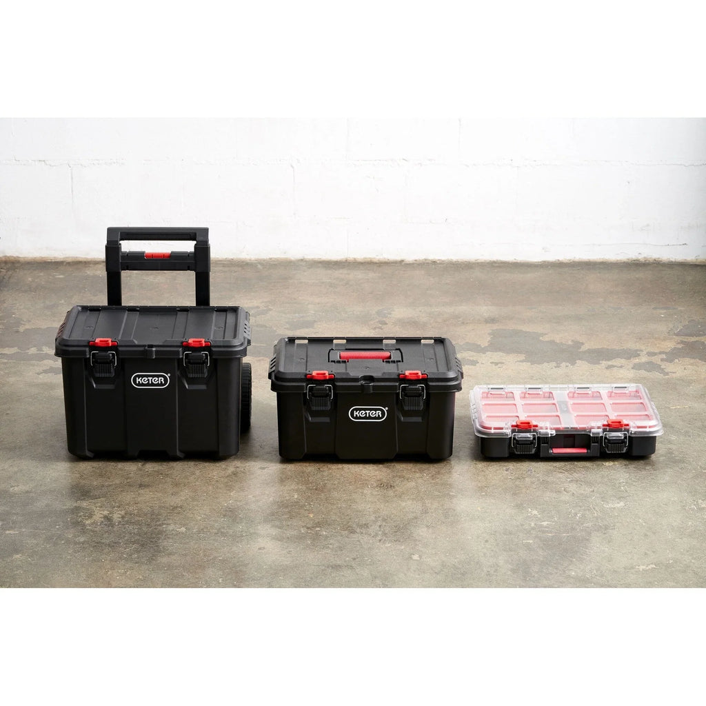Keter Stack-n-Roll – Système modulaire 3 pièces de rangement et d'organisation d'outils mobile en résine durable