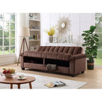 Canapé convertible de salon en tissu matelassé avec dossier cannelé