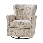Fauteuil à bascule pivotant Georg en tissu confortable à motif floral avec accoudoirs arrondis par HULALA HOME