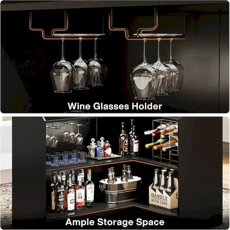 Meuble de bar d'angle avec porte-verres pour pub à domicile