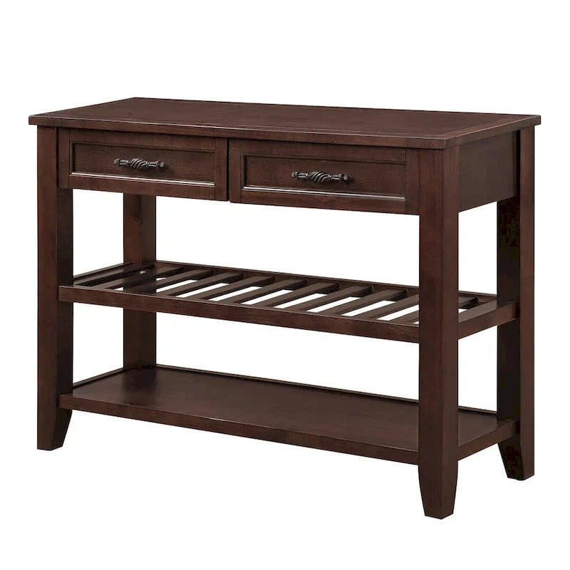 Table console de 42 po avec tiroirs et étagères à niveaux