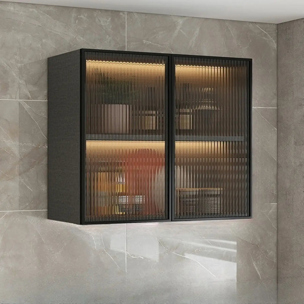 Armoire de cuisine murale grise en bois pour rangement
