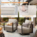 Fauteuil à bascule d'extérieur Cozywor en osier 2 pièces avec structure métallique et coussins