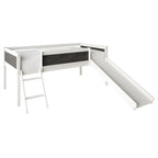 Lit mezzanine bas classique double CraftPorch avec tableau noir, toboggan et échelle