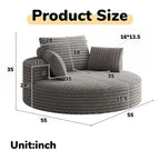 Fauteuil pivotant simple en velours côtelé et chenille avec rembourrage en mousse