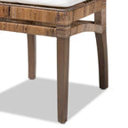 Chaise de salle à manger Laluna en rotin et bois d'acajou de style bohème moderne avec coussin