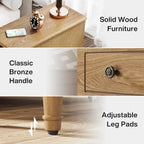 Table d'appoint étroite entièrement assemblée, table d'appoint en bois massif avec 3 tiroirs, table de chevet vintage mince pour petits espaces