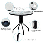 Table ronde de jardin Costway 32 avec plateau en verre trempé