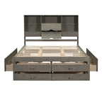 Lit plateforme King Size avec tête de lit de rangement et 8 tiroirs