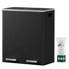SONGMICS Poubelle double, 60L, en acier inoxydable, noire