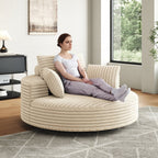 Fauteuil pivotant simple en velours côtelé et chenille avec rembourrage en mousse