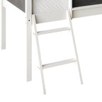 Lit mezzanine bas classique double CraftPorch avec tableau noir, toboggan et échelle