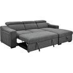 Roomfitters 103 Canapé sectionnel convertible avec méridienne de rangement, appuie-têtes réglables, canapé d'angle en L avec fonction couchage, gris foncé