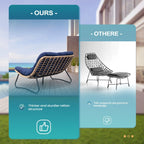 Causeuse double Papasan avec coussin, rotin PE tout temps et cadre en métal pour l'intérieur et l'extérieur