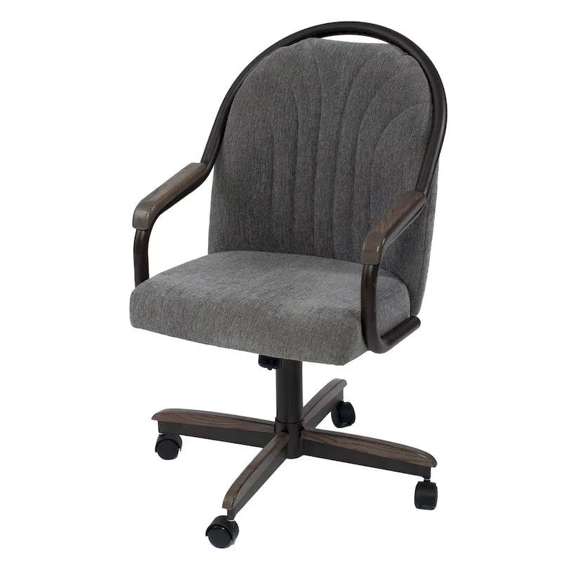 Chaise pivotante et inclinable à roulettes avec coussin pour salle à manger décontractée
