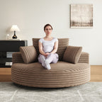 Fauteuil pivotant simple en velours côtelé et chenille avec rembourrage en mousse