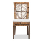 Chaise de salle à manger Laluna en rotin et bois d'acajou de style bohème moderne avec coussin