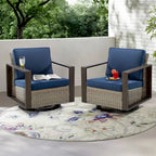 Fauteuil à bascule d'extérieur Cozywor en osier 2 pièces avec structure métallique et coussins