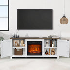 Meuble TV de ferme avec cheminée électrique de 58 po, console pour téléviseurs jusqu'à 65 po